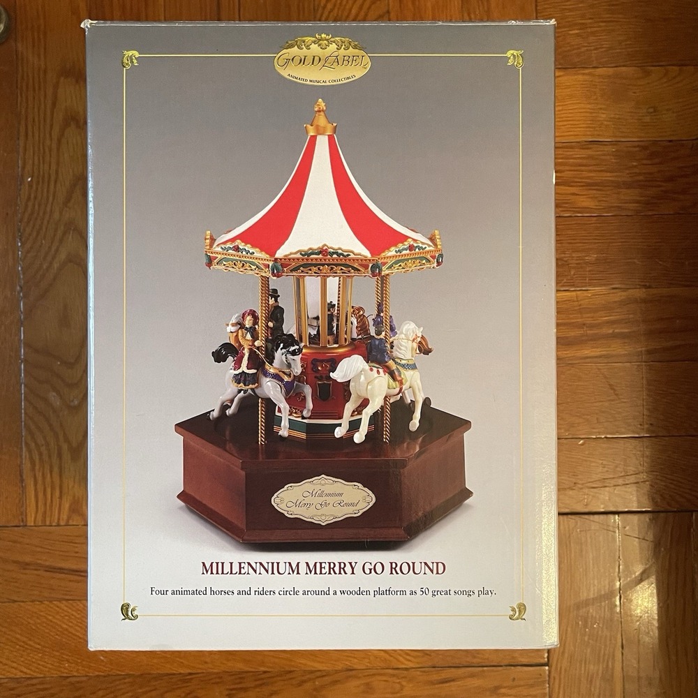 Mr Christmas Gold Label Millennium Merry Go Round Musical Carousel 50 Songs Box